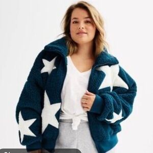 SO Navy Sherpa Jacket with White Stars made in Vietnam Sz-M